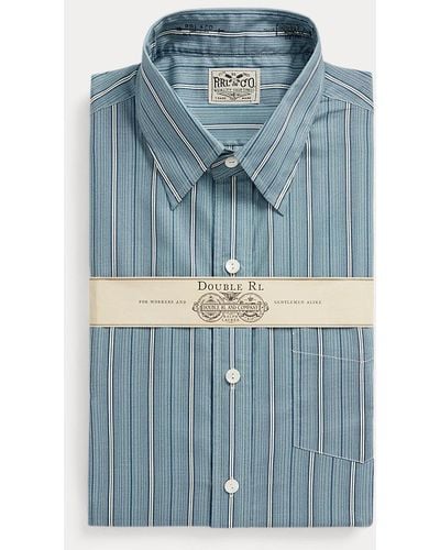 RRL Slim Fit Striped Woven Shirt - Blue