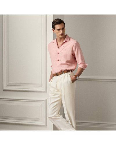 Ralph Lauren Purple Label Hand-tailored Linen-silk Suit Trouser - Natural