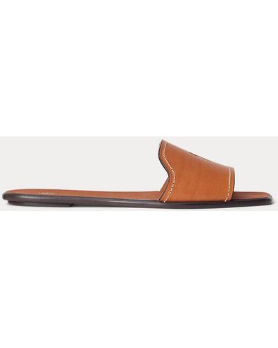 Polo Ralph Lauren Vachetta Leather Slide Sandal - Brown