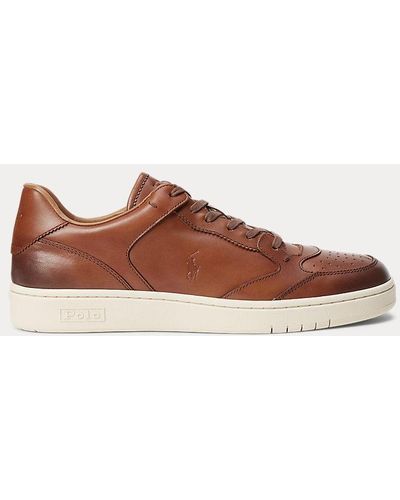 Polo Ralph Lauren Court Leather Trainer - Brown