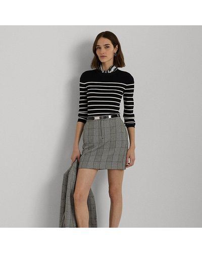 Lauren by Ralph Lauren Ralph Lauren Glen Plaid Tweed Pencil Miniskirt - Black