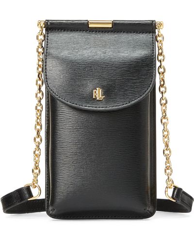 Ralph Lauren Leather Crossbody Phone Bag - Black