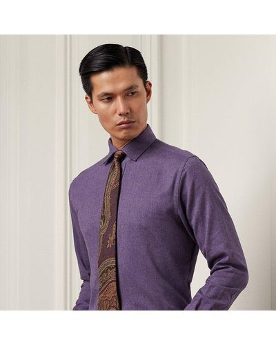 Ralph Lauren Purple Label Geborsteld Flanellen Overhemd - Paars