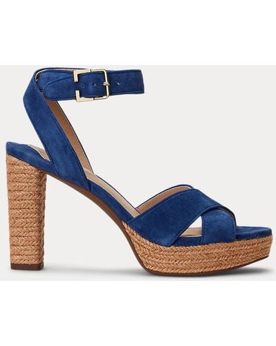 Lauren by Ralph Lauren Plateausandale Sasha aus Wildleder - Blau