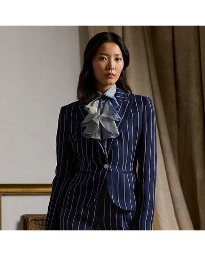 Ralph Lauren Collection Giacca Aaiden in lino e cotone a righe - Blu
