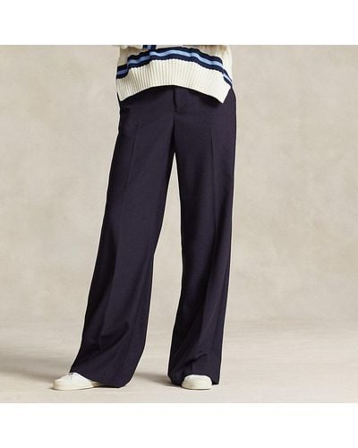 Ralph Lauren Stretch Wool Faille Wide-leg Pant - Blue