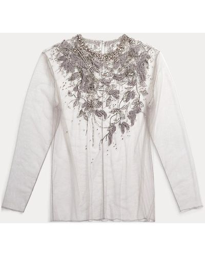 Ralph Lauren Collection Blusa de tul Fiorenzo metalizada - Gris