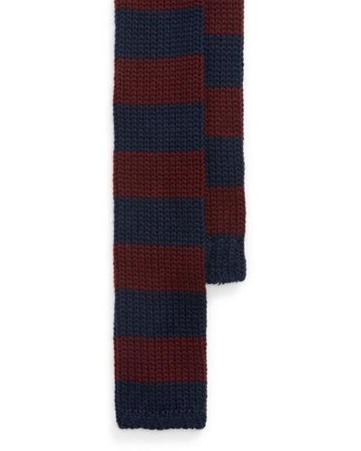 Polo Ralph Lauren Striped Knit Wool Tie - Blue