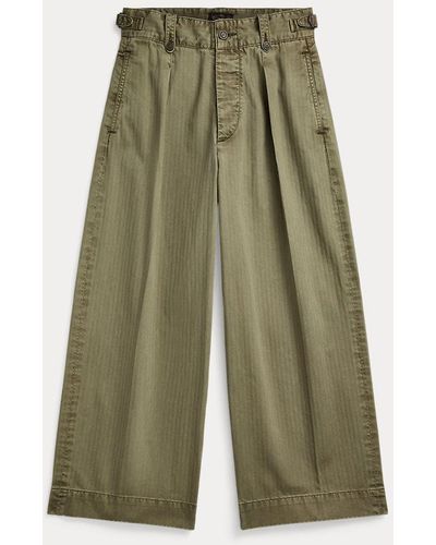 RRL Cotton Cropped Wide-leg Trouser - Green