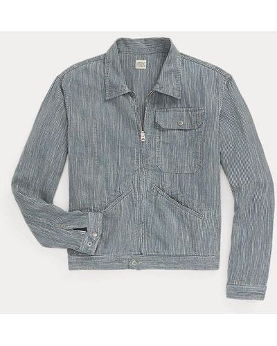 RRL Striped Cotton-linen Jacket - Blue