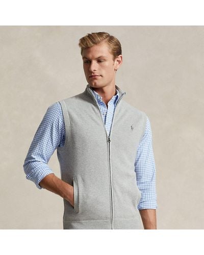 Ralph Lauren Mesh-knit Cotton Full-zip Sweater Vest - Blue