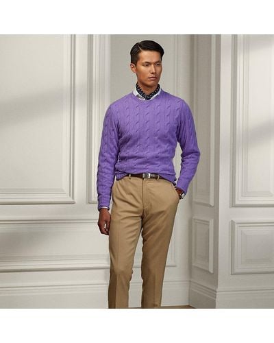 Ralph Lauren Purple Label Gregory Wool Gabardine Trouser - Natural