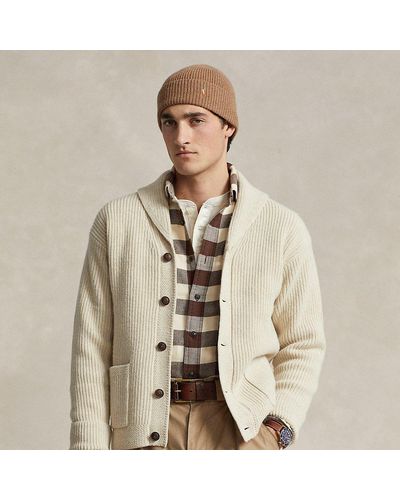 Ralph Lauren Wool-blend Shawl-collar Cardigan - Natural