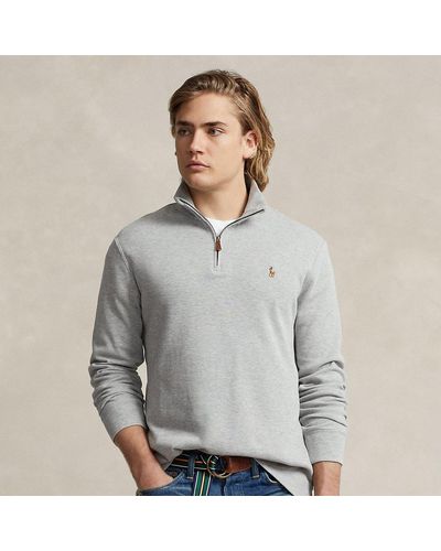 Polo Ralph Lauren Jersey Estate-Rib de cremallera corta - Gris