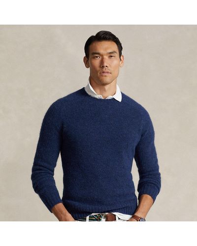 Polo Ralph Lauren Suede-patch Crewneck Sweater - Blue