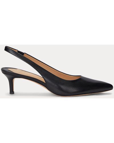 Lauren by Ralph Lauren Lolah Burnished Leather Slingback Pump - Black