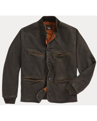 RRL Leather-trim Cotton Bomber Jacket - Black