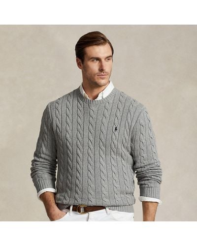 Ralph Lauren Big & Tall - Cable-knit Cotton Jumper - Grey