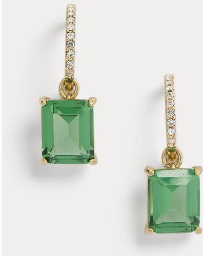 Lauren by Ralph Lauren Gold-tone Stone Huggie Drop Earrings - Green