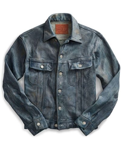 RRL Indigo-dyed Leather Jacket - Blue