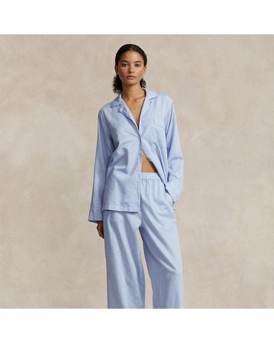 Ralph Lauren Allover Pony Long-sleeve Pajama Set - Blue