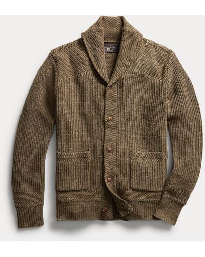 RRL Cotton-wool Shawl-collar Cardigan - Green