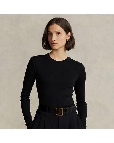 Ralph Lauren Rib-knit Cotton Long-sleeve T-shirt - Black
