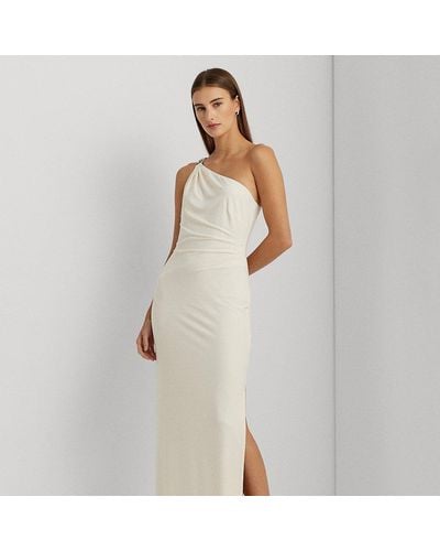 Lauren by Ralph Lauren Jersey One-shoulder Gown - White