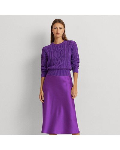 Lauren by Ralph Lauren Satin Charmeuse Midi Skirt - Purple