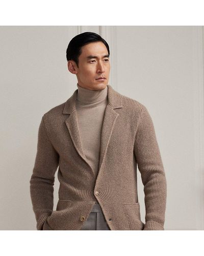 Ralph Lauren Purple Label Rib-knit Cashmere Blazer Cardigan - Brown