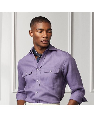 Ralph Lauren Purple Label Linen Chambray Shirt - Purple