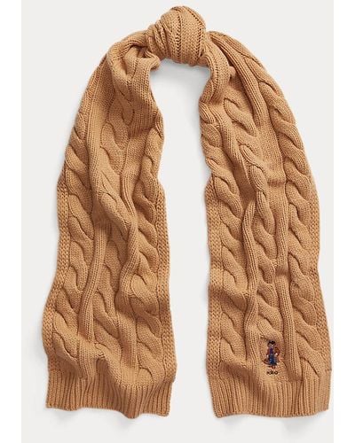 Polo Ralph Lauren Polo Bear Cable-knit Wool-blend Scarf - Brown
