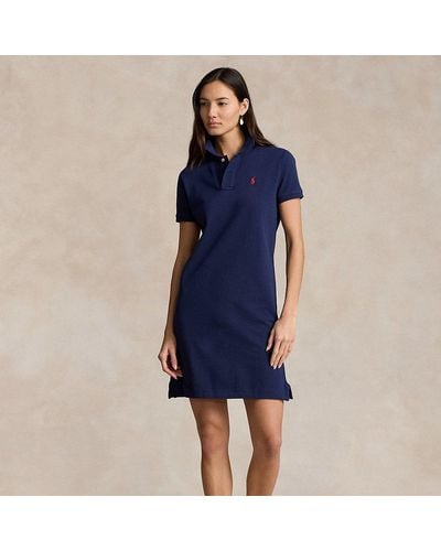 Ralph Lauren Cotton Mesh Polo Dress - Blue