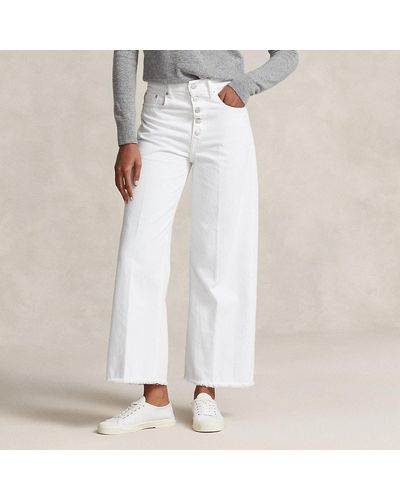 Polo Ralph Lauren Jeans corti a vita alta e gamba larga - Bianco