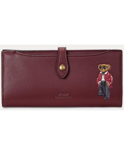 Polo Ralph Lauren Polo Bear Leather Snap Wallet - Purple