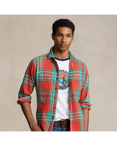 Polo Ralph Lauren Classic Fit Plaid Flannel Workshirt - Red