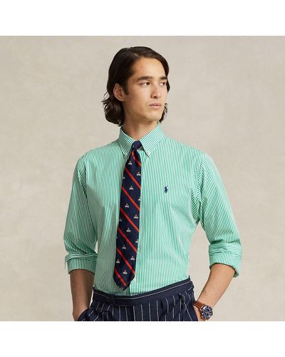 Polo Ralph Lauren Slim Fit Striped Stretch Poplin Shirt - Green
