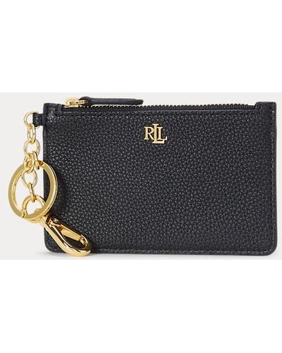 Lauren by Ralph Lauren Pebbled Leather Zip Card Case - Black