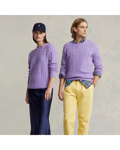 Polo Ralph Lauren The Iconic Cable-knit Cashmere Sweater - Purple