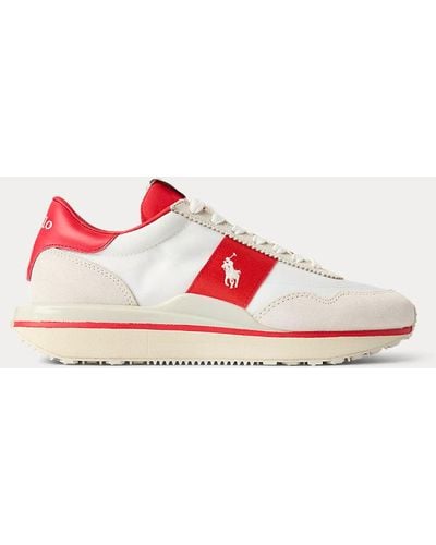 Polo Ralph Lauren Train 89 Leather & Canvas Trainer - Pink