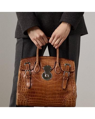 Ralph Lauren Collection Sac Ricky 33 en alligator - Marron