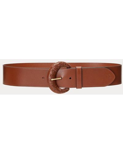 Lauren by Ralph Lauren Crescent-buckle Leather Wide Belt - Brown