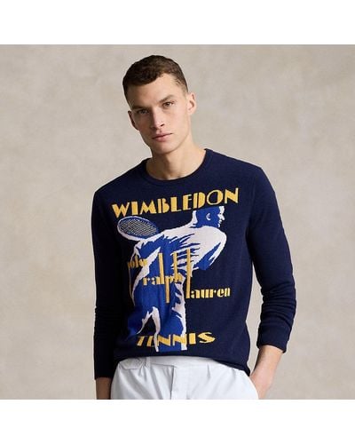 Polo Ralph Lauren Pullover Wimbledon mit Grafik - Blau