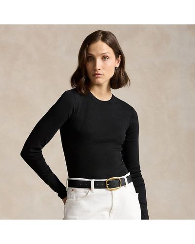 Polo Ralph Lauren Rib-knit Cotton Long-sleeve T-shirt - Black