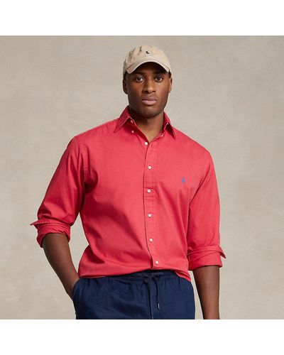 Ralph Lauren Tallas Grandes - Camisa de sarga teñida en prenda - Rojo