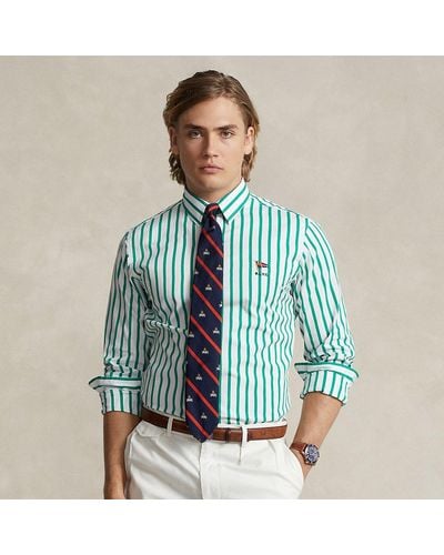Polo Ralph Lauren Custom Fit Striped Poplin Shirt - Blue