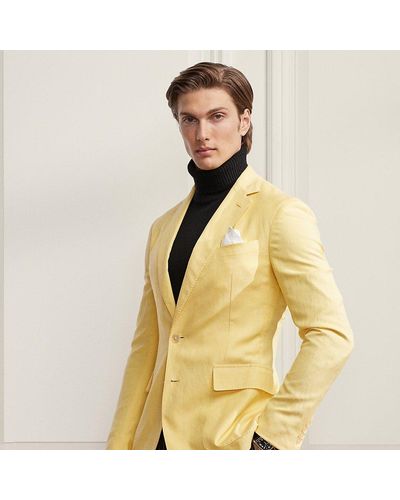 Ralph Lauren Purple Label Ralph Lauren Hadley Hand-tailored Silk-linen Jacket - Yellow