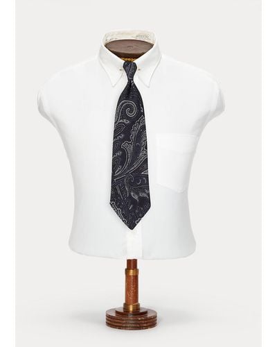 RRL Cravatta in shantung con motivo cashmere - Blu