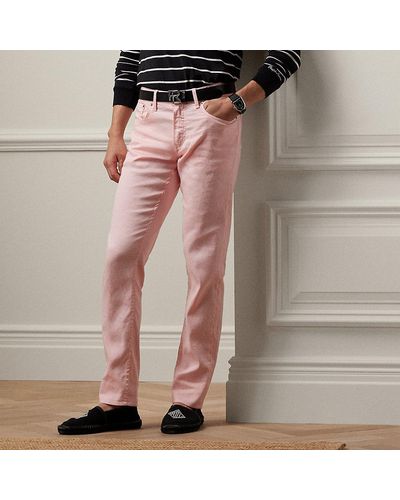 Ralph Lauren Purple Label Slim Fit Stretch Linen-cotton Jean - Pink