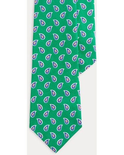 Polo Ralph Lauren Pine-print Linen Tie - Green